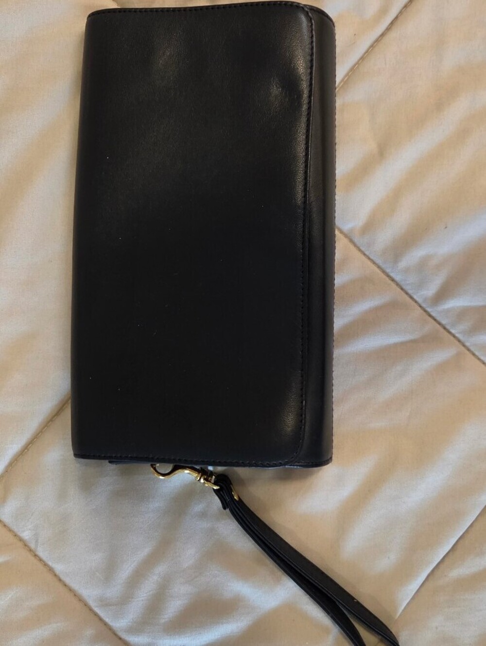 Preston and York Denim Midnight Gold Logo Wristlet Clutch Wallet